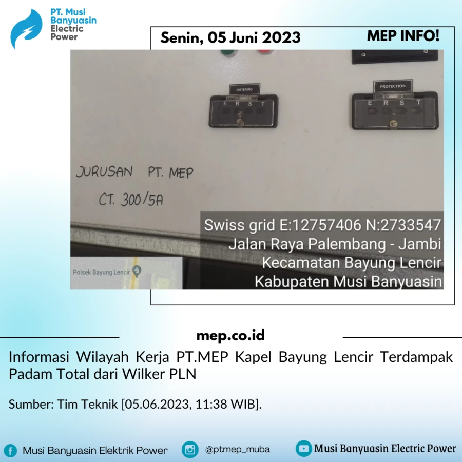 Kapel Bayung Lencir Terdampak Padam Total Dari PLN 05 Juni  2023