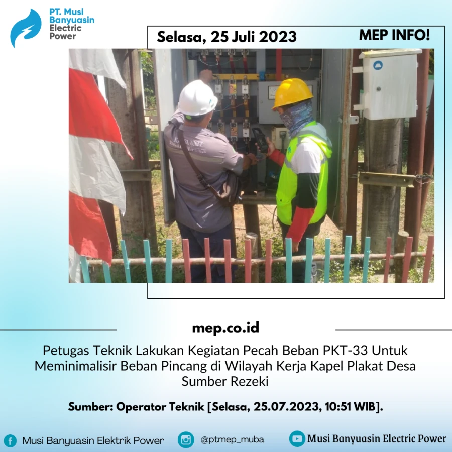 Petugas Teknik Lakukan Kegiatan Pecah Beban PKT-33 Untuk Meminimalisir Beban Pincang di Wilayah Kerja Kapel Plakat Desa Sumber Rezeki