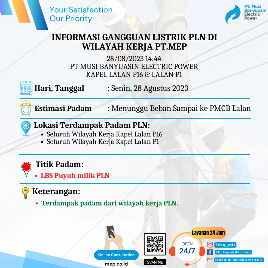 INFORMASI GANGGUAN LISTRIK PLN DI WILAYAH KERJA PT.MEP KAPEL LALAN P16 & P1