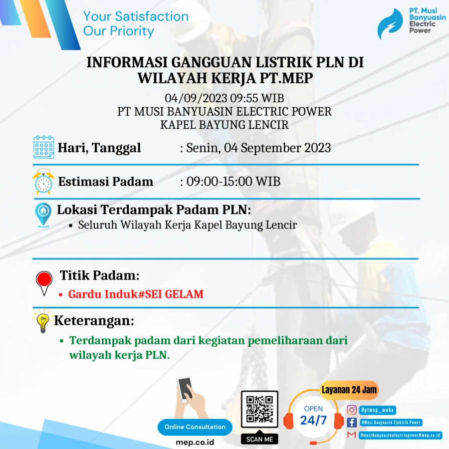 KAPEL BAYUNG LENCIR PADAM TOTAL TERDAMPAK KEGIATAN PEMELIHARAAN DARI WILAYAH KERJA PLN