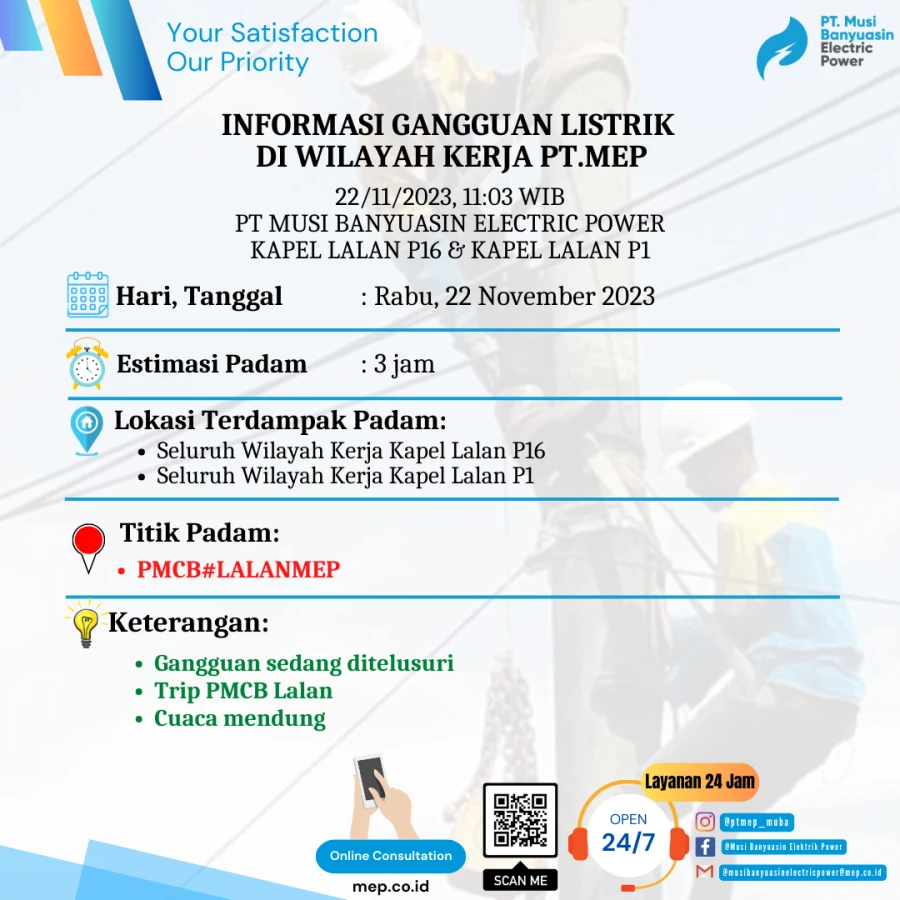 INFORMASI GANGGUAN LISTRIK DI WILAYAH KERJA PT.MEP KAPEL LALAN P16 & KAPEL LALAN P1