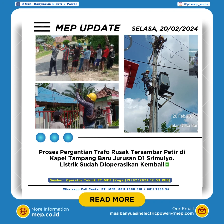 Proses Pergantian Trafo Rusak Tersambar Petir di Kapel Tampang Baru Jurusan D1 Srimulyo