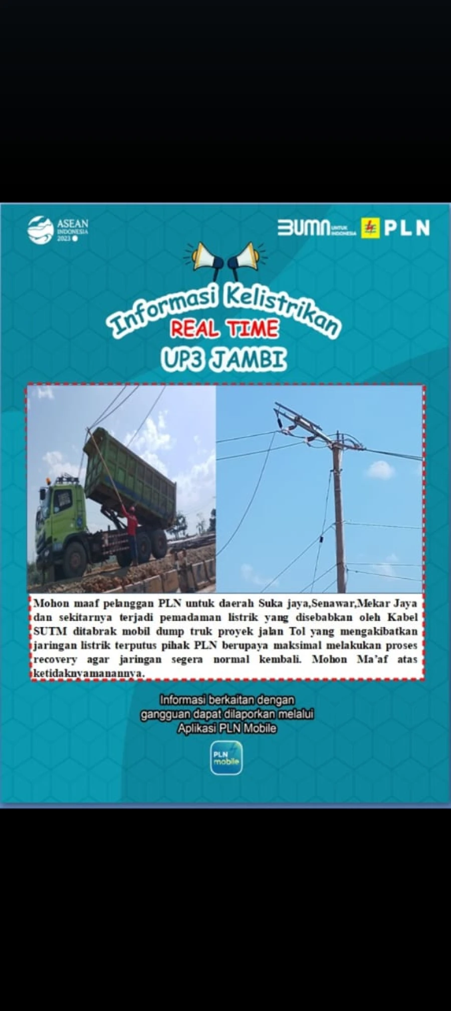 Informasi Terdampak Pemadaman Listrik PLN Di Wilayah Kerja PT MEP Kapel Bayung Lencir Hari Kamis, 25/07/24