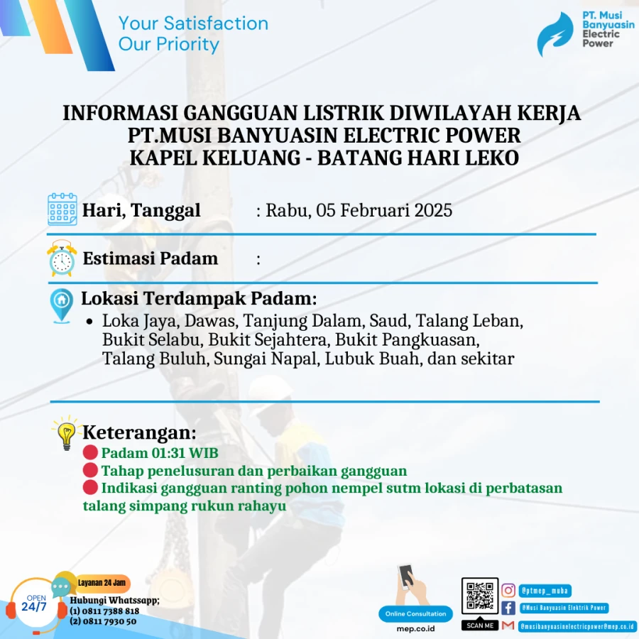 Update Informasi Penyebab Padam Gangguan Listrik Di Wilayah Kerja PT MEP Kapel Jirak Jaya Tanggal 05/02/2025