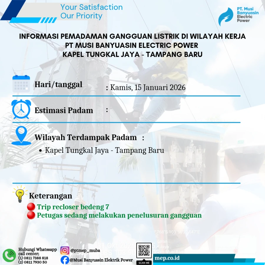 Informasi Penyebab Padam Gangguan Listrik Di Wilayah Kerja PT MEP Kapel Tungkal Jaya - Tampang baru